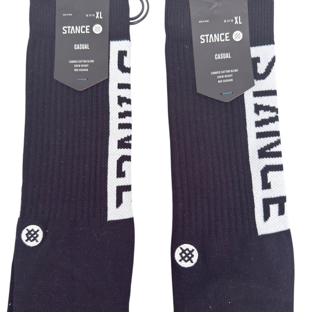 NWT Stance Black and White Athletic Crew Socks - Picture 2 of 4